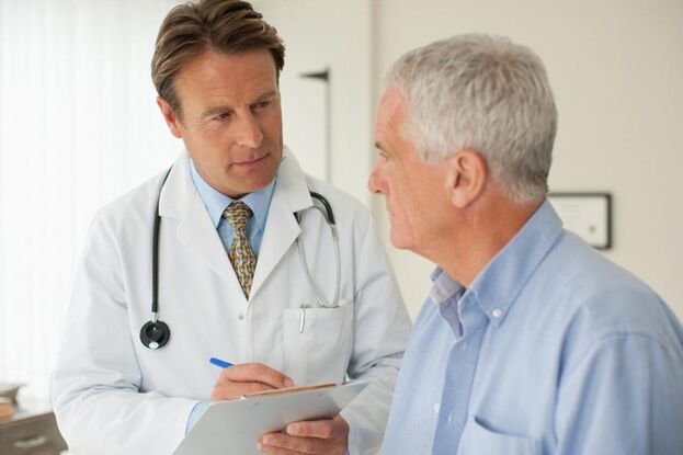 Man with prostatitis in appointment with the urologist. 